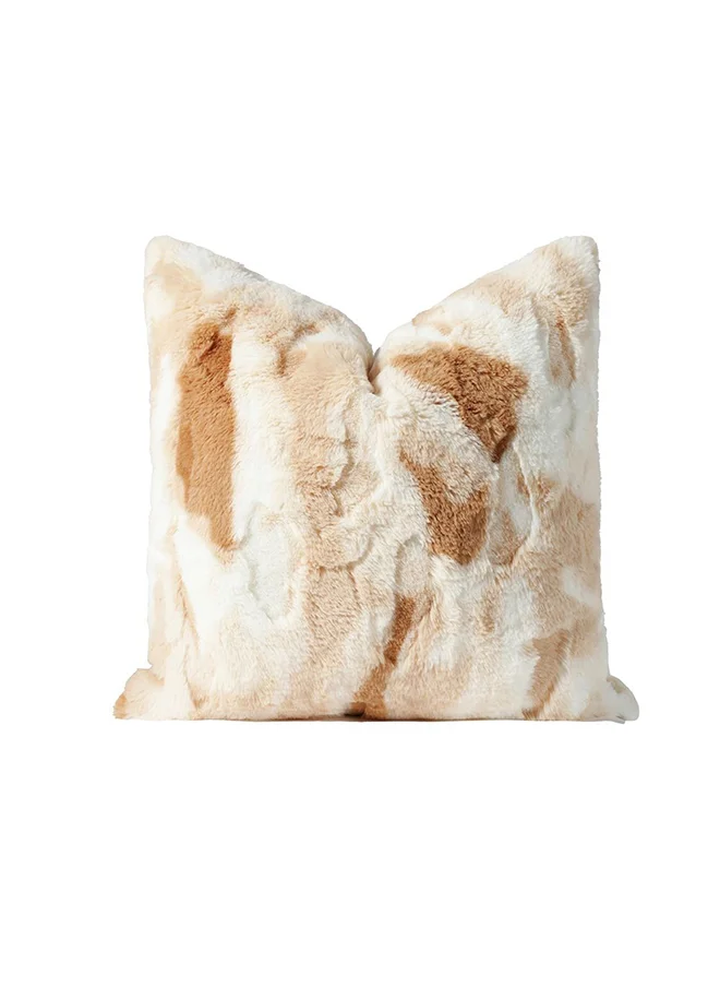 دانوب هوم Danube Home Gleam Rabbit Cushion 45x45cm Coffee White | Rabbit Hair Decorative Lightweight Throw Pillow For Sofas, Couches, Beds For Living Room