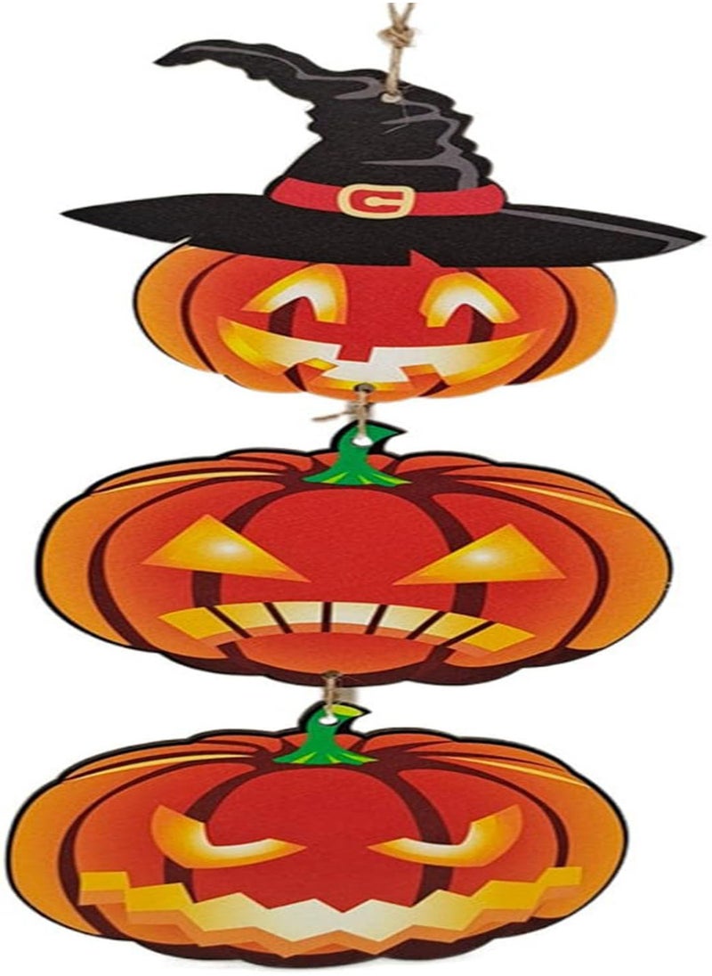 GGOOT - 5 Pcs Wood Pumpkin Door Hanging Decorations - Happy Halloween Door Triple Signs | Fall Door Decoration Wood Pumpkin Door Hangers Harvest Fall Hanging Wall Door Decoration - Image 1