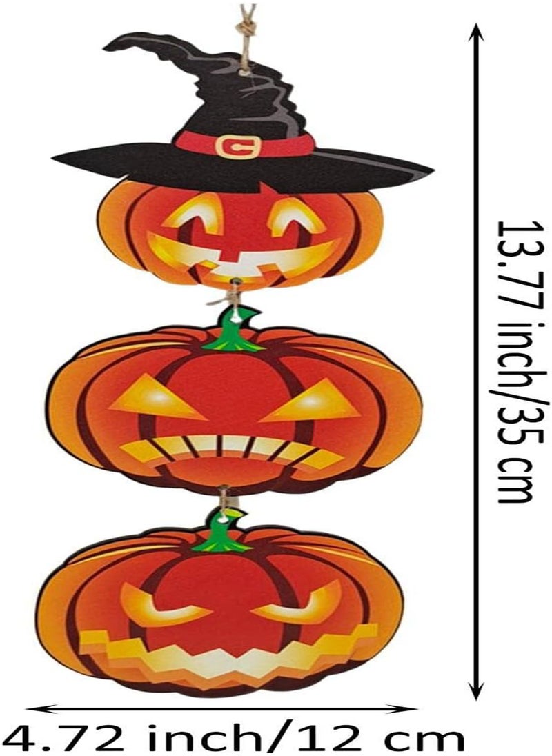 GGOOT - 5 Pcs Wood Pumpkin Door Hanging Decorations - Happy Halloween Door Triple Signs | Fall Door Decoration Wood Pumpkin Door Hangers Harvest Fall Hanging Wall Door Decoration - Image 1