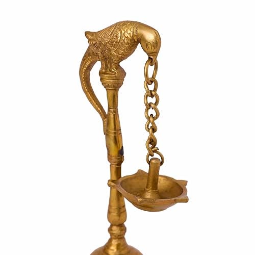 GURU JEE™ Brass Diyas Parrot Design Bird Diya Oil Wick Lamp Puja Item Home Décor Fengshui Religious Gifts Deep Deepak Showpiece - Image 3
