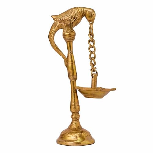 GURU JEE™ Brass Diyas Parrot Design Bird Diya Oil Wick Lamp Puja Item Home Décor Fengshui Religious Gifts Deep Deepak Showpiece - Image 4