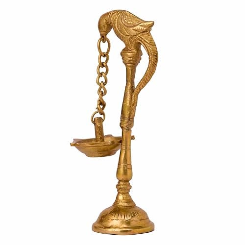 GURU JEE™ Brass Diyas Parrot Design Bird Diya Oil Wick Lamp Puja Item Home Décor Fengshui Religious Gifts Deep Deepak Showpiece - Image 2