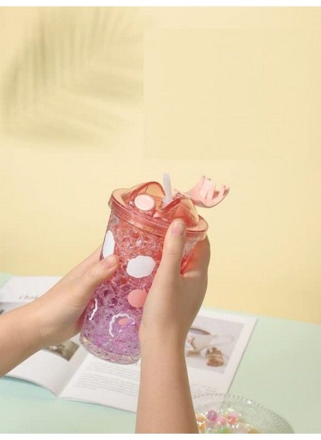 TEMSON - Sipper Bottle For Kids Sipper Water Bottle With Straw Cute Sipper Water Bottle For Kids Anti Leak Cartoon Kids Sipper For Kids Sipper For Girls390 Ml(Czmx 10016) (Pink) - Image 1