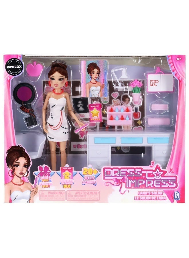 PhatMojo Dress To Impress Lana's Salon Deluxe Fashion Doll Set Playset with 20+ Accessories, Vanity Table, Beauty Salon Set & Exclusive DLC - Image 5