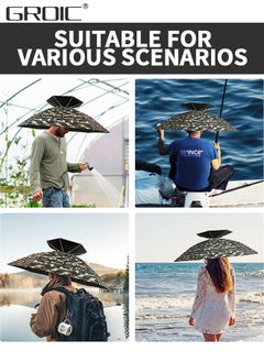 GROIC Fishing Umbrella Hat Folding Adjustable Sun Rain Cap, Diameter Large Umbrella Hat for Adults Hands Free UV Protection Head Umbrella Double Layer for Fishing, Gardening, Beach and Golf  - Image 5