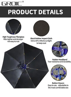 GROIC Fishing Umbrella Hat Folding Adjustable Sun Rain Cap, Diameter Large Umbrella Hat for Adults Hands Free UV Protection Head Umbrella Double Layer for Fishing, Gardening, Beach and Golf  - Image 2