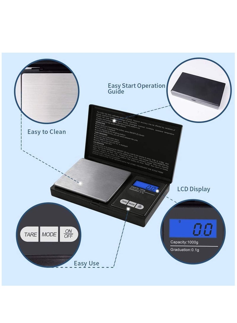 Mik-Nana Digital Pocket Scale, 1000g x 0.1g Small Digital Scales Grams Ounces Grains, Jewelry Scale, Portable Travel Food Scale, Kitchen Scale, LCD Backlit Display - Image 4