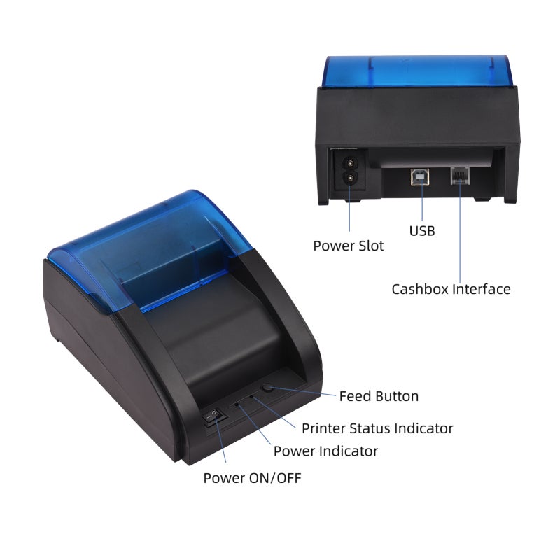 58mm Thermal Receipt Printer Direct Thermal USB&BT Connection for Ticket Bill Printing Compatible with iOS Android Windows System ESC/POS Print Commands for Supermarket Store Home Business Retail Store - Image 5