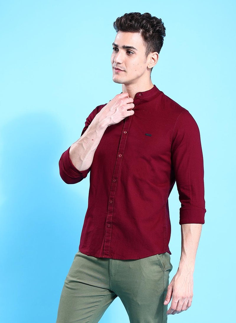 The Indian Garage Co Men Slim Fit Solid Full Sleeves Mandarin Collar Casual Shirt  - Image 4
