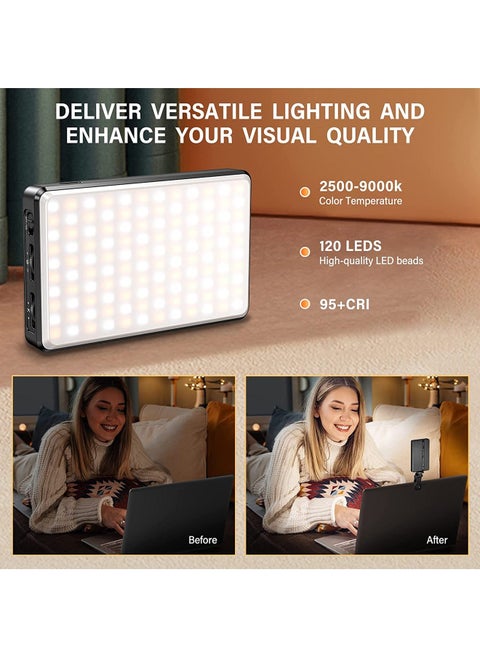 80 LED Selfie Light Clip – 3 Color Modes, Rechargeable, Universal For Phone IPad Laptop, White