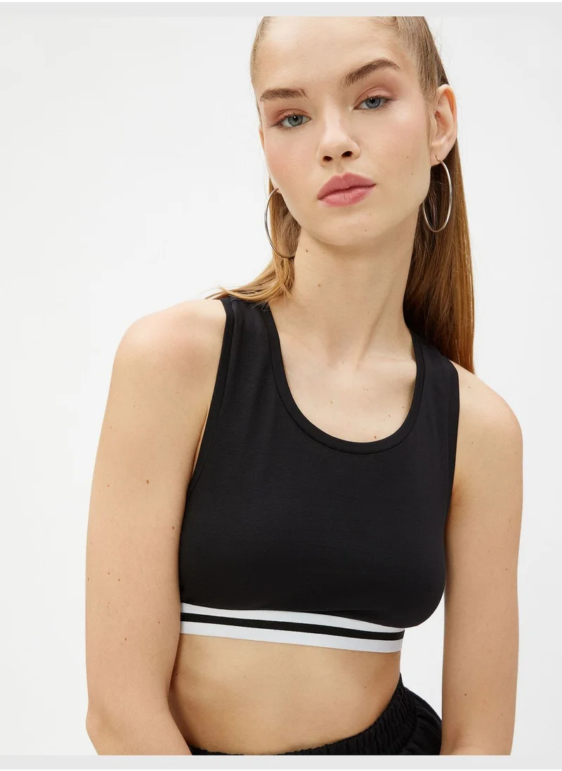 كوتون Crop Ribbed U Neck Tank Top