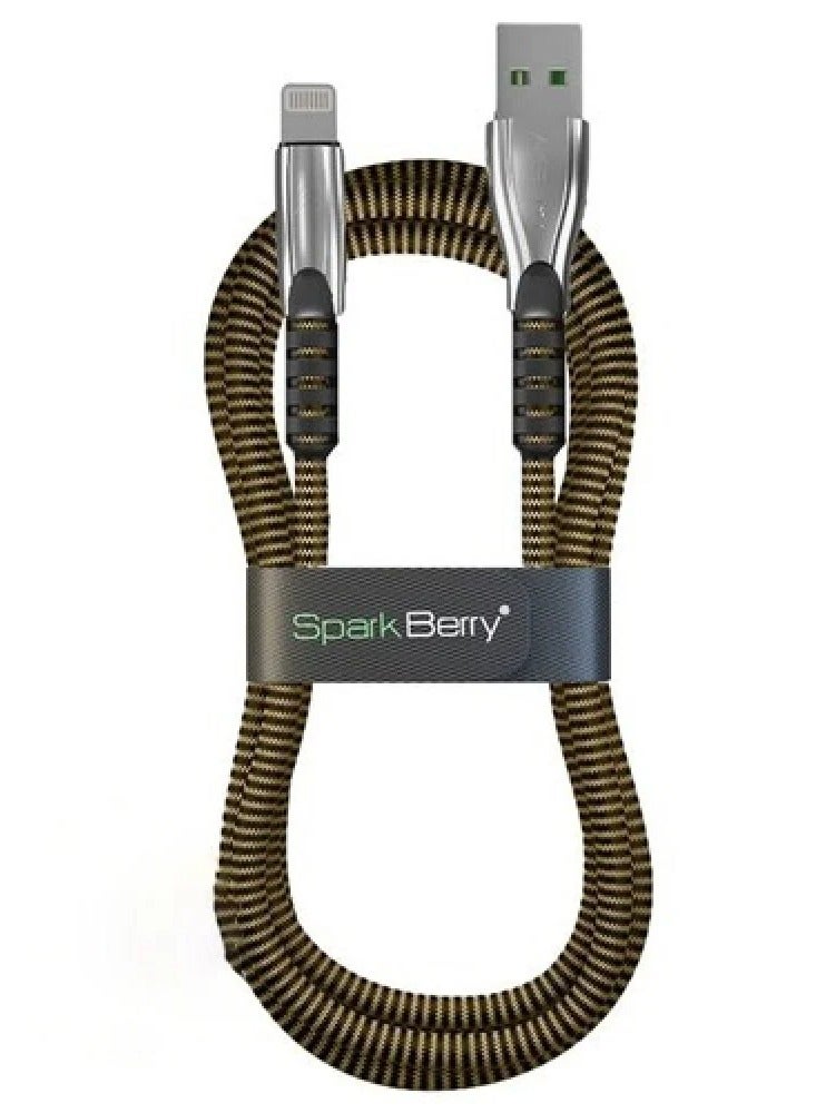 Spark Berry Fabric iPhone Cable 1.2m 2.4A (Grey, Gold) - Image 1