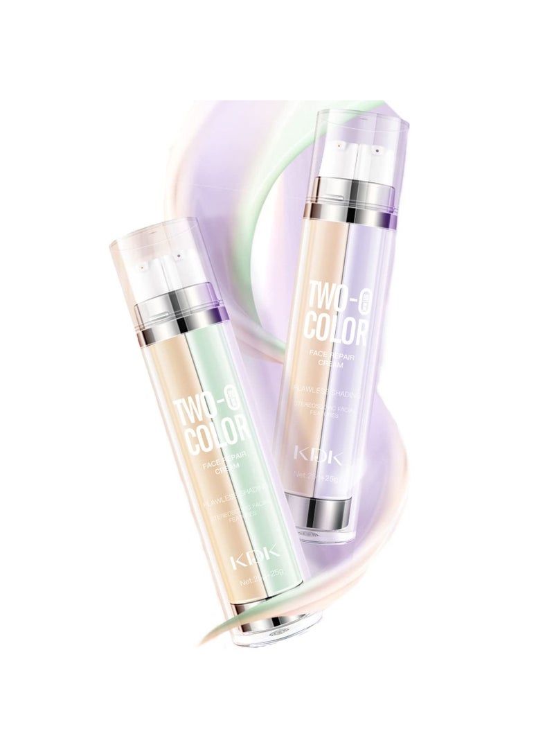 SYOSI SYOSI 2-In-1 Tone Color Makeup Primer, Color Correcting Facial Primer, BB Cream and Isolation Cream for Neutralize Uneven Skin Tone, Cover Blemishes, Oil Control Foundation, Pore Invisible Set of 2  - Image 1