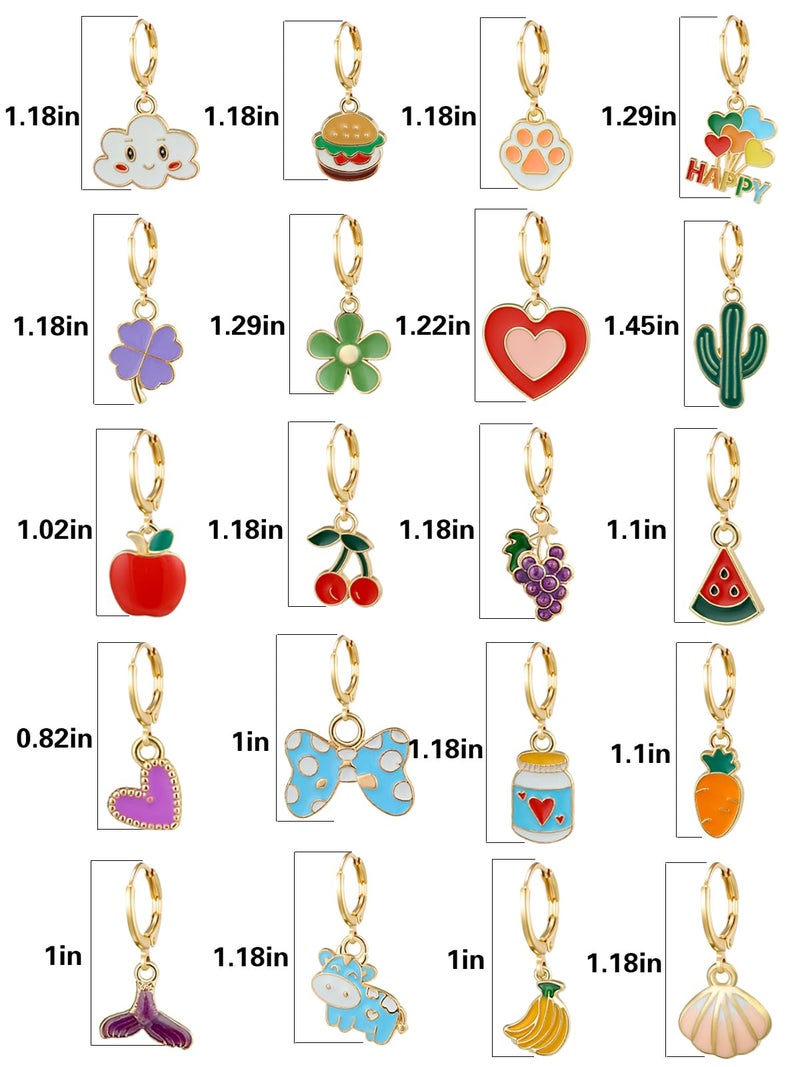 AIDSOTOU Cute Small Gold Hoop Dangle Earrings for Little Girls Funny Hypoallergenic Multiple Colour Butterfly Star Flower Aesthetic Drop Earrings for Kids Teen Jewelry (20 Pairs) - Image 2