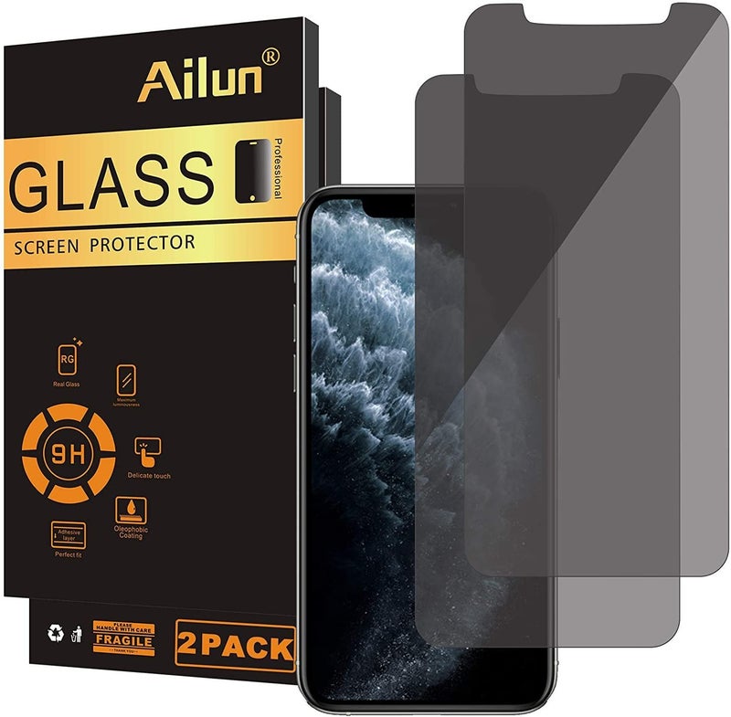 Ailun Privacy Screen Protector for iPhone 11 Pro Max/iPhone Xs Max [6.5 Inch] 2Pack Anti Spy Private Case Friendly Tempered Glass - Image 1