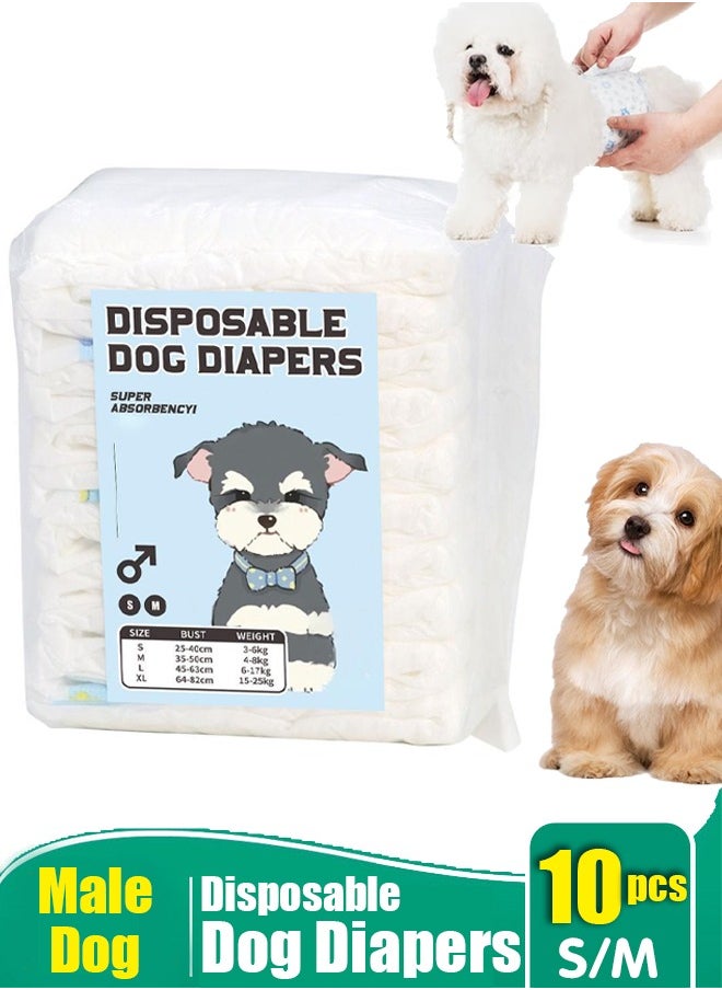Generic - Male Dog Diapers Disposable Pet Diapers Healthful Wood Pulp Dog Sanitary Nappy for Male Dog Doggy Diapers Absorbent Pad for Doggy in Heat Excitable Urination Incontinence Training - Image 1
