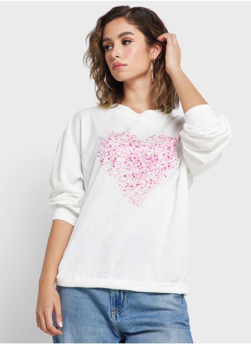 Ginger - Heart Print Sweatshirt - Image 1