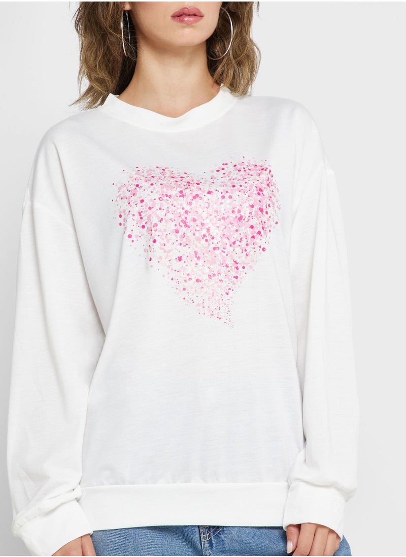 Ginger - Heart Print Sweatshirt - Image 1