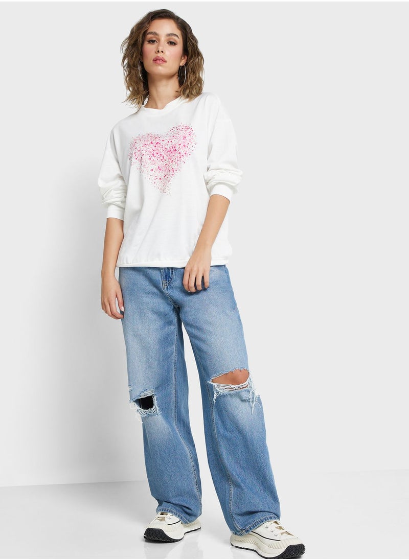 Ginger - Heart Print Sweatshirt - Image 1