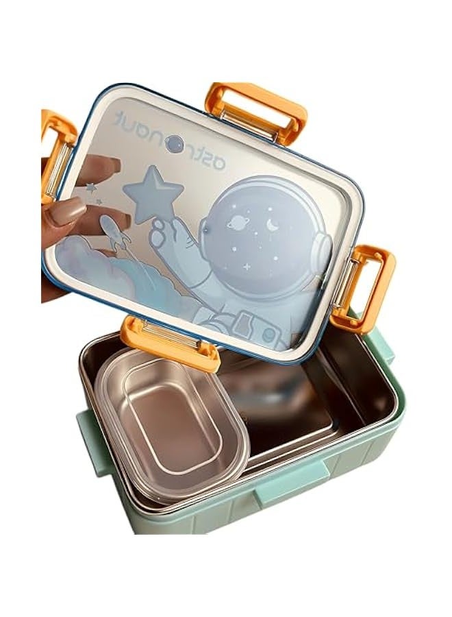 بيوينتي صندوق غداء بينتو من الستانلس ستيل من تويسو، خالي من البيسفينول ايه ومانع للتسرب مع وعاء حساء - صندوق غداء للبنات - صندوق غداء للاطفال للمدرسة - صندوق غداء للعودة الى المدرسة - صندوق غداء مقاوم - Image 3