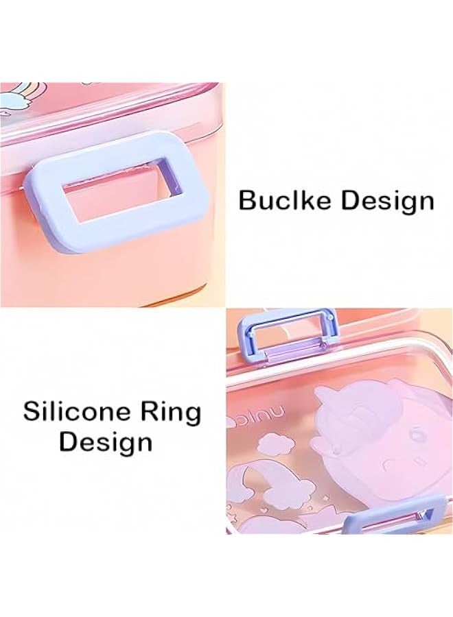 بيوينتي صندوق غداء بينتو من الستانلس ستيل من تويسو، خالي من البيسفينول ايه ومانع للتسرب مع وعاء حساء - صندوق غداء للبنات - صندوق غداء للاطفال للمدرسة - صندوق غداء للعودة الى المدرسة - صندوق غداء مقاوم - Image 4