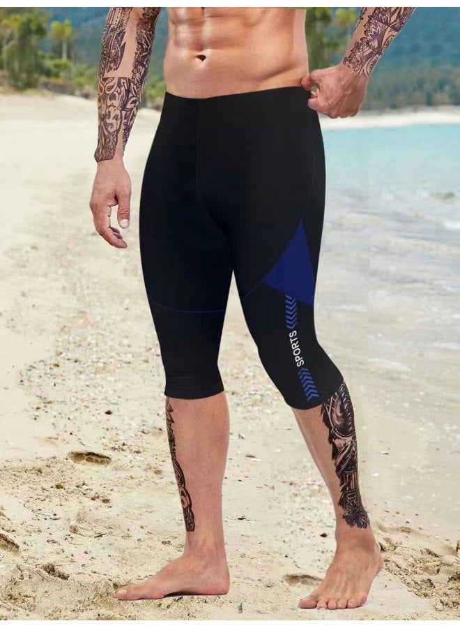 Loquat Men's Swimming Training Running Beach High Waist Multi-color Plus Size Multi-functional Sports Shorts-Color:Blue- - Image 1