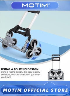 Motim Stair Climbing Aluminum Alloy Folding Hand Truck Portable Trolley Hand Push Shopping Cart with 6 Wheels Capacity 80KG  - Image 3