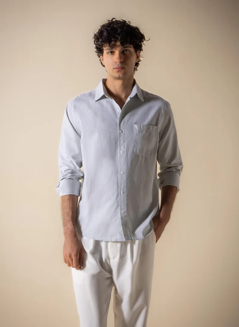 STRIPED COTTON BLEND SHIRT