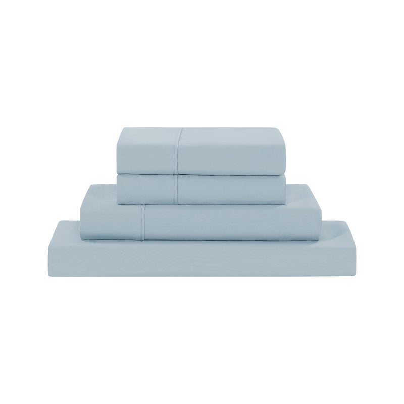 Modern Threads Soft Microfiber Solid Sheets Luxurious Microfiber Bed Sheets Includes Flat Sheet Fitted Sheet with Deep Pockets Pillowcases Blue Mist Queen