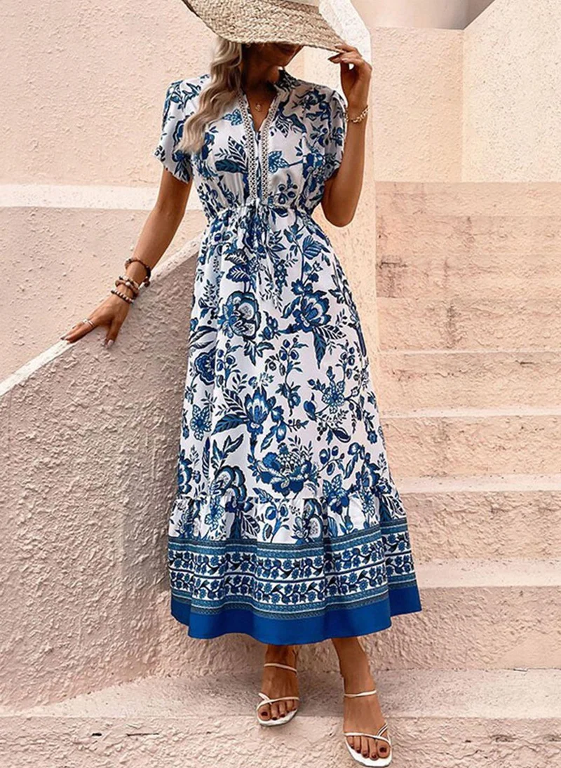 YUNIQEE White Floral Print Dress