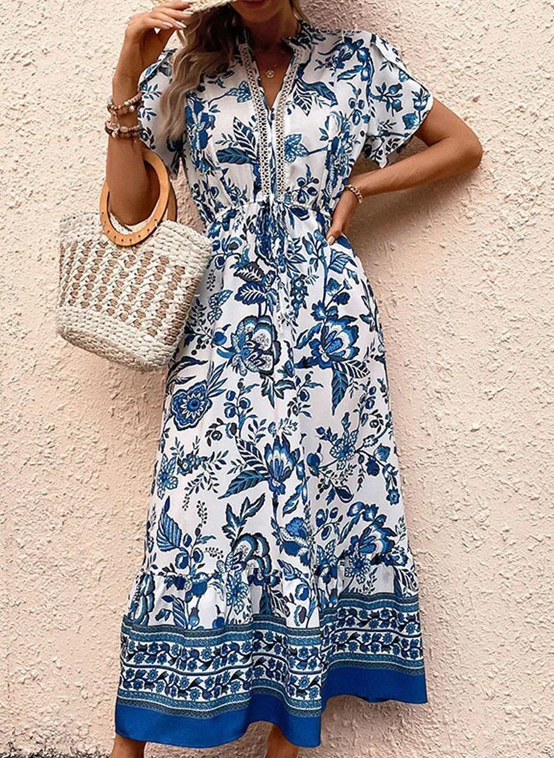 YUNIQEE White Floral Print Dress