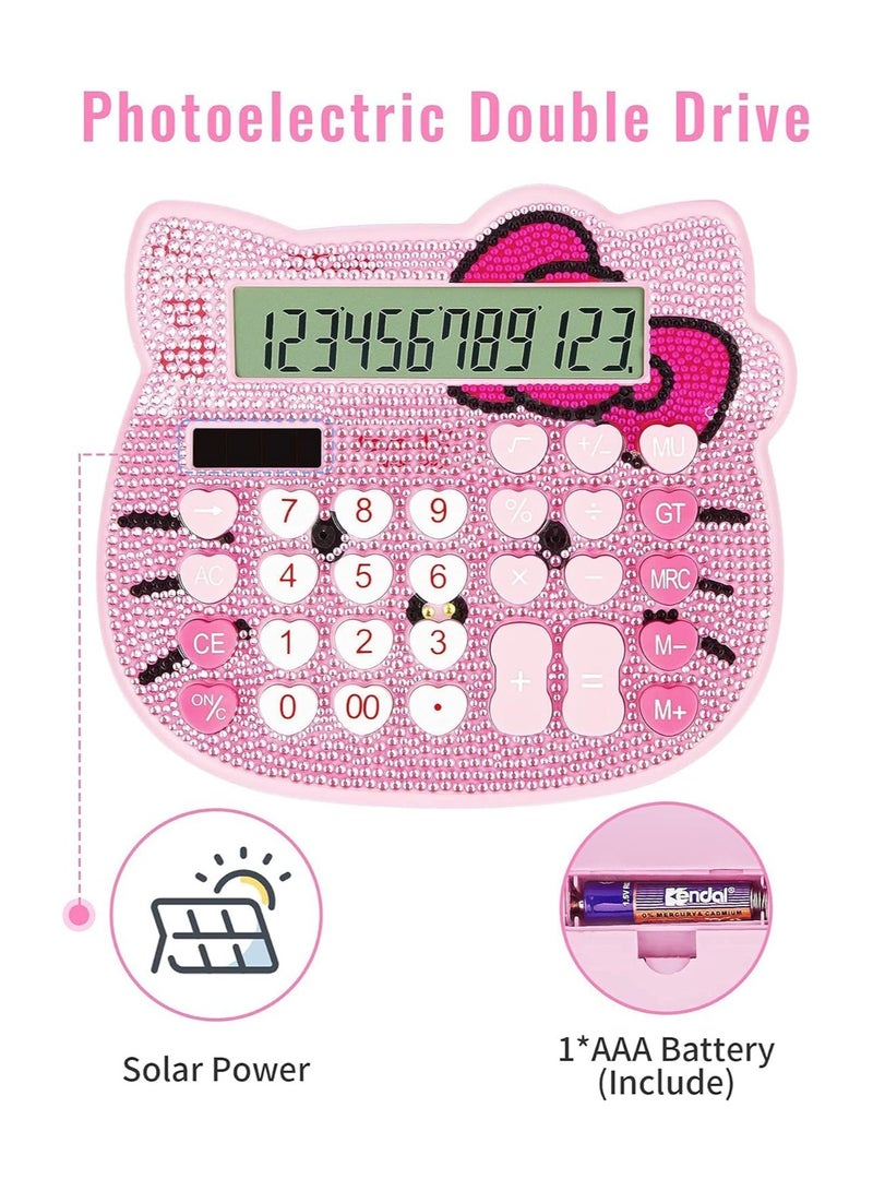 Solar Powered 12-Digit Large LCD Display Cute Calculator for Office and Daily Use - Image 3