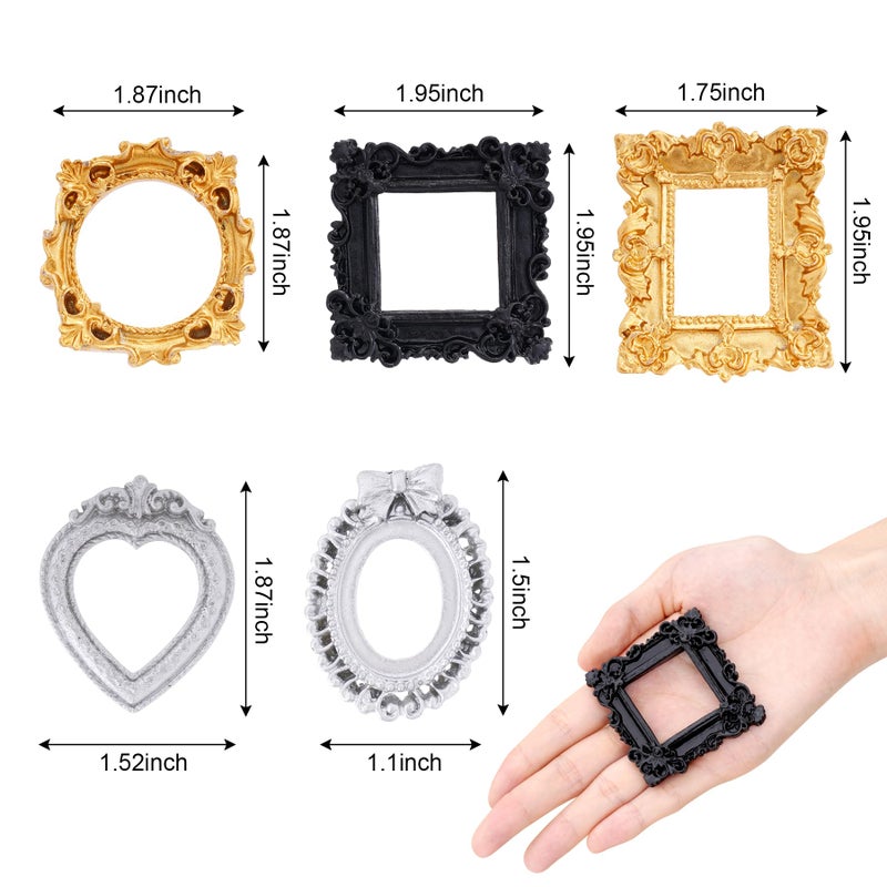 Poualss 25Pcs Vintage Resin Picture Frame Mini Antique Photo Resin Frame DIY Small Picture Frame Mini Resin Vintage Frame Antique Resin Photo Frame for Jewelry Display Photography Photo Frame Wall Decor - Image 2