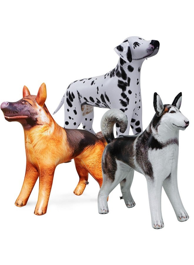 Jet Creations Inflatable Dog Trio: 30" Tall Husky, Dalmatian, German Shepherd, Realistic Animals Pets, Party Decoration, Education, Pool, Birthday, Photo Prop - Image 1