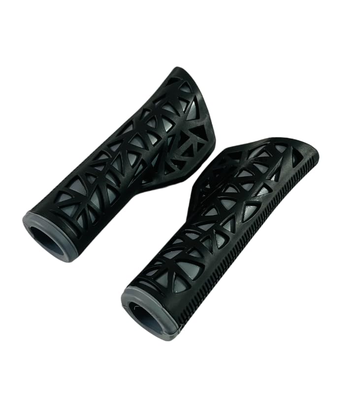 Shrenik Cycle Handle Grip 24-29 Inch Bicycle Hand Grip 125mm Length Soft Rubber Non Toxic Anti-Slip MTB/City Dual Colored (Black-Grey) - Image 1