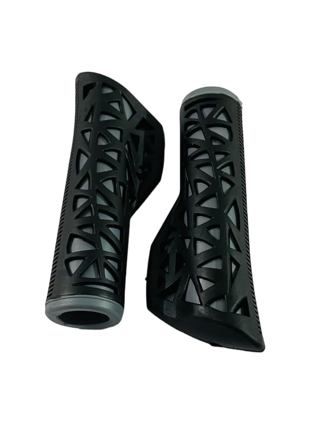 Shrenik Cycle Handle Grip 24-29 Inch Bicycle Hand Grip 125mm Length Soft Rubber Non Toxic Anti-Slip MTB/City Dual Colored (Black-Grey) - Image 2