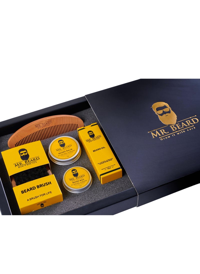 Mr.Beard - Men's Ultimate Beard Care Kit for Men with Bristle Beard Brush, Wooden Beard Comb, Beard Balm, Beard Oil, Beard Wax - Packaging May Vary - Image 1