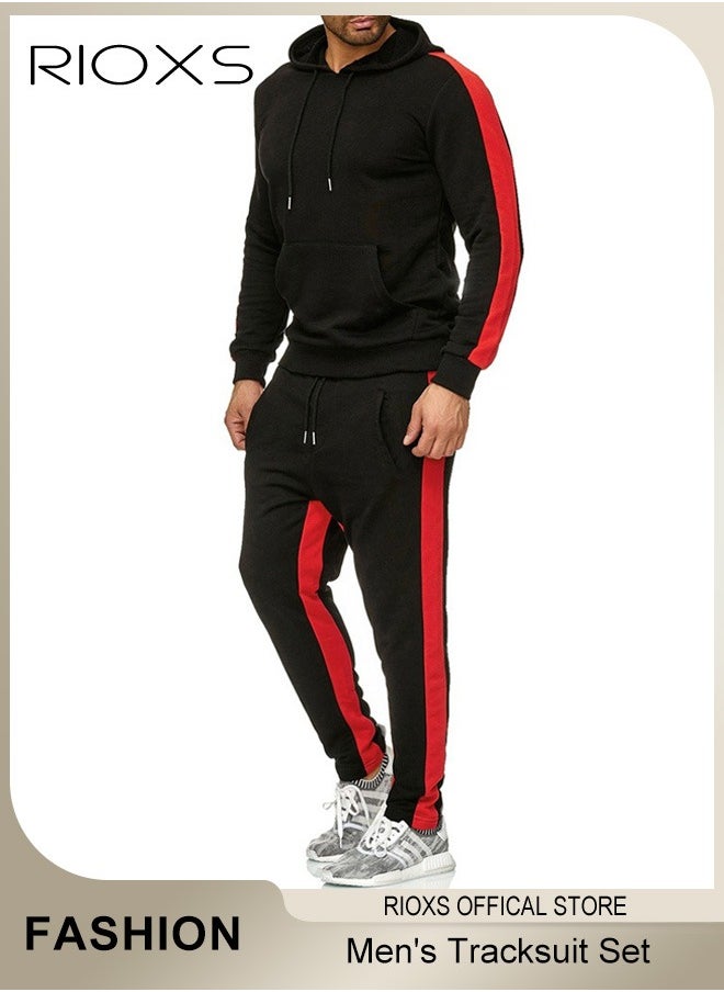 RIOXS Men's Tracksuit Set,Hoodie And Pants Set,Long Sleeve Pullover Hooded Sweatshirts,Jogging Pants,Soft Sweatsuits For Home Gym Lounging Workout Or Any Activities,Casual Sports Tracksuit For Men  - Image 1
