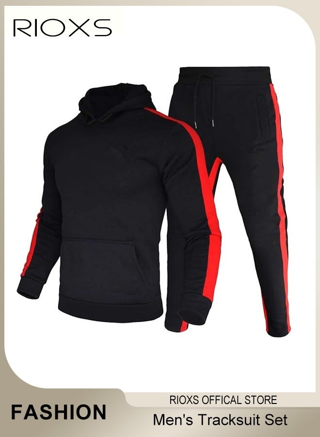 Men's Tracksuit Set, Hoodie And Pants Set, Long Sleeve Pullover Hooded Sweatshirts, Jogging Pants, Soft Comfy Sweatsuits, Breathable Sportswear Hoodies Sets, Mens Athlesiure Set for Home Gym Lounging Workout Or Any Activities, Casual Sports Tracksuit for Men