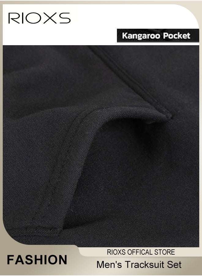 RIOXS Men's Tracksuit Set,Hoodie And Pants Set,Long Sleeve Pullover Hooded Sweatshirts,Jogging Pants,Soft Sweatsuits For Home Gym Lounging Workout Or Any Activities,Casual Sports Tracksuit For Men  - Image 4