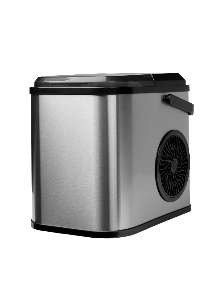 Denx Countertop Ice Maker Machine, Stainless Steel, Portable Model 4507 | Compact Design, Transparent Lid, Self-Cooling Fan, Fast Ice Making, Easy to Use - Image 1