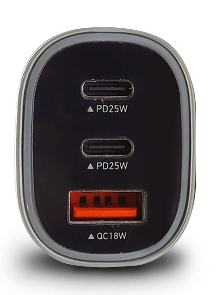 GRABIT 68W Car Charger – Dual USB-C & USB-A, Fast & Safe Charging with 1m Type-C Cable  - Image 3