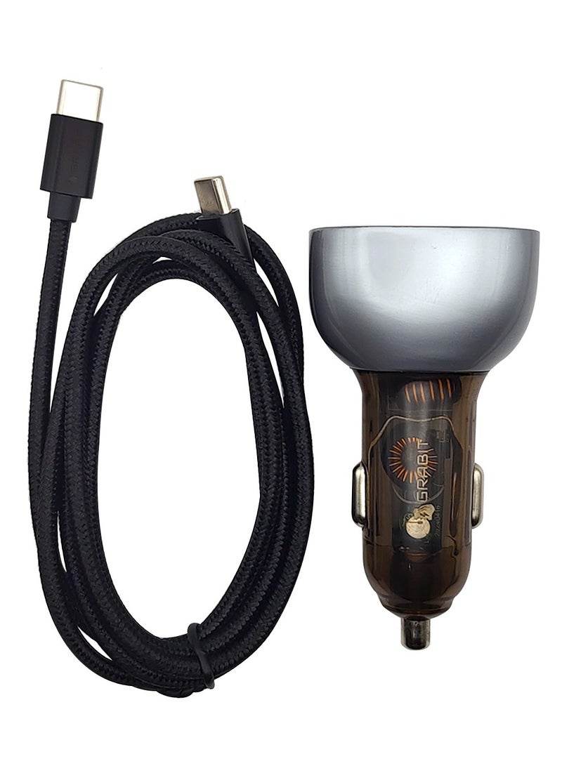 GRABIT 68W Car Charger – Dual USB-C & USB-A, Fast & Safe Charging with 1m Type-C Cable  - Image 4