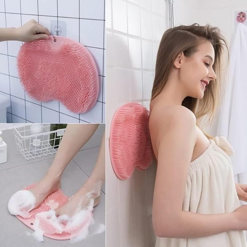Foot Scrubber Mat 11.8 X 9 X 1.1Inch Gray Over 1000 Massage Bristles - Non-Slip Suction Cup Back Shower Foot Mat - Hook Design Space-Saving Foot Massager Mat for Home Bathroom, Athletes, Kids, Elders - Image 4