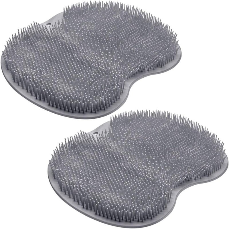 Foot Scrubber Mat 11.8 X 9 X 1.1Inch Gray Over 1000 Massage Bristles - Non-Slip Suction Cup Back Shower Foot Mat - Hook Design Space-Saving Foot Massager Mat for Home Bathroom, Athletes, Kids, Elders - Image 1
