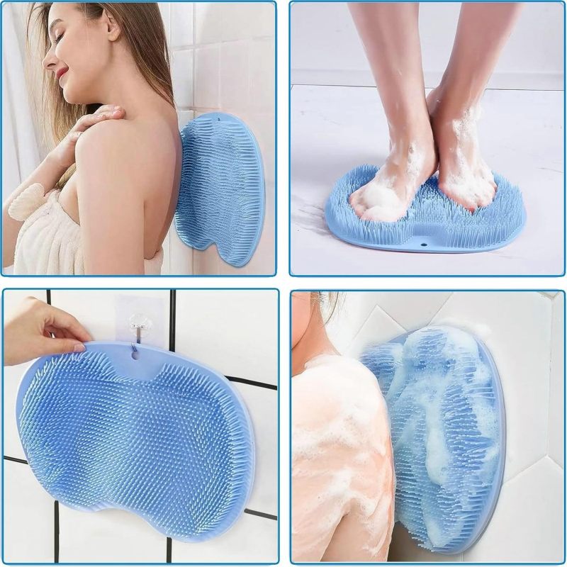 Foot Scrubber Mat 11.8 X 9 X 1.1Inch Gray Over 1000 Massage Bristles - Non-Slip Suction Cup Back Shower Foot Mat - Hook Design Space-Saving Foot Massager Mat for Home Bathroom, Athletes, Kids, Elders - Image 5