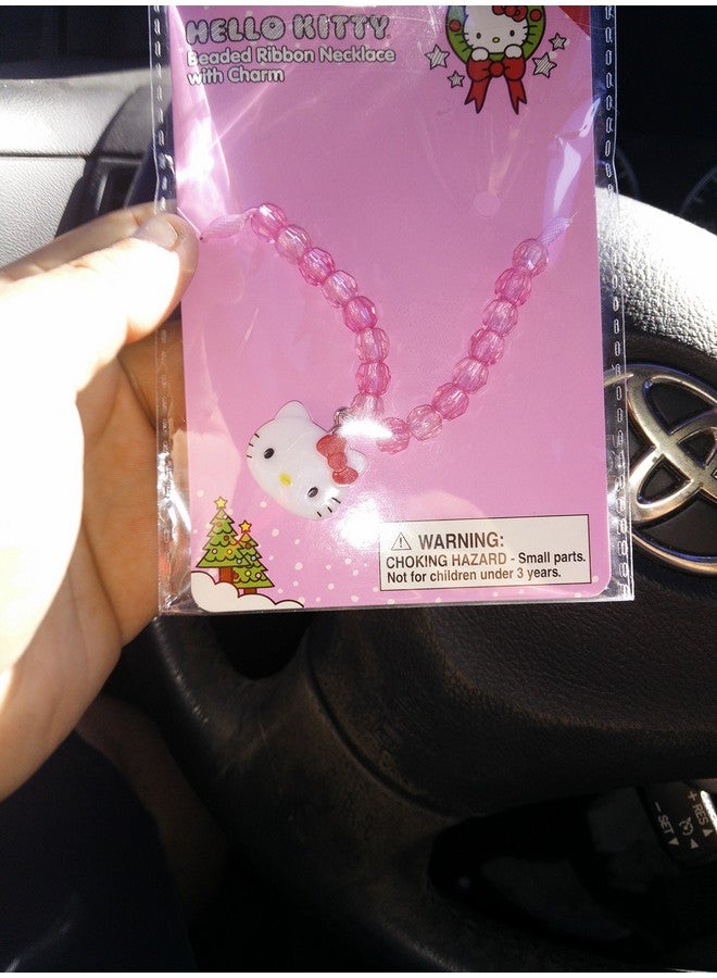 Hello Kitty Beaded Ribbon Necklace With Charm