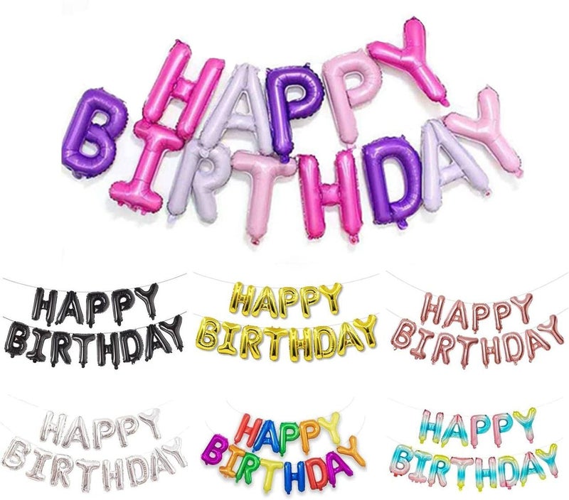 مارك MARKQ الوردي عيد ميلاد سعيد بالون راية 16 بوصة مايلر احباط عيد ميلاد رسالة علامة للأطفال والكبار زينة الحفلات - Image 1