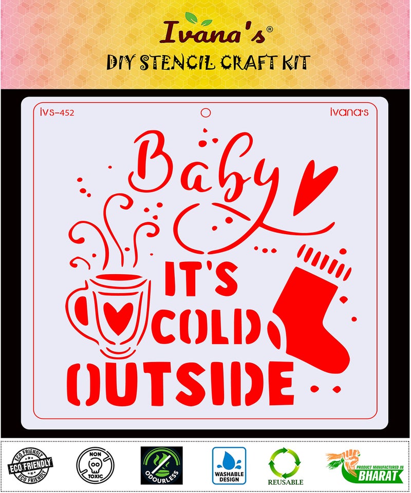 Ivana's Winter Stencil for Art & Craft, Reusable DIY Decorative Stencil for Painting on Canvas, Fabric, Cloth, Paper, Glass, Furniture and Wall, Size - 6 x 6 inch, IVS-452 - Image 2