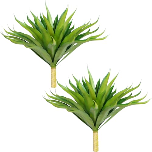 Velener Outdoor Fake Agave Artificial Plant, Unpotted Fake Plant for Room Decor, UV Resistant Faux Agave Plant for Outdoor/Indoor Decor, 22 inches, 2 Pack(43 Leaves) - Image 1